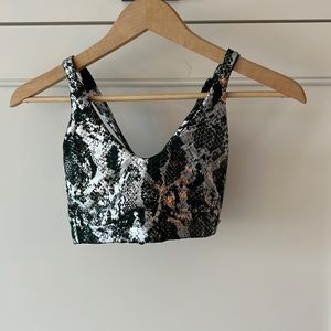 Worn once Carbon38, Cross back detail, snake print sports bra.